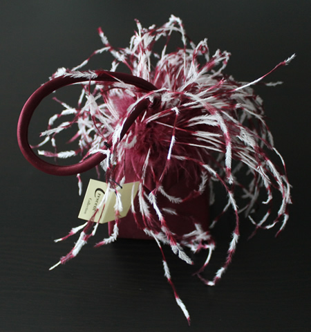 Burgundy and White Feather Bag